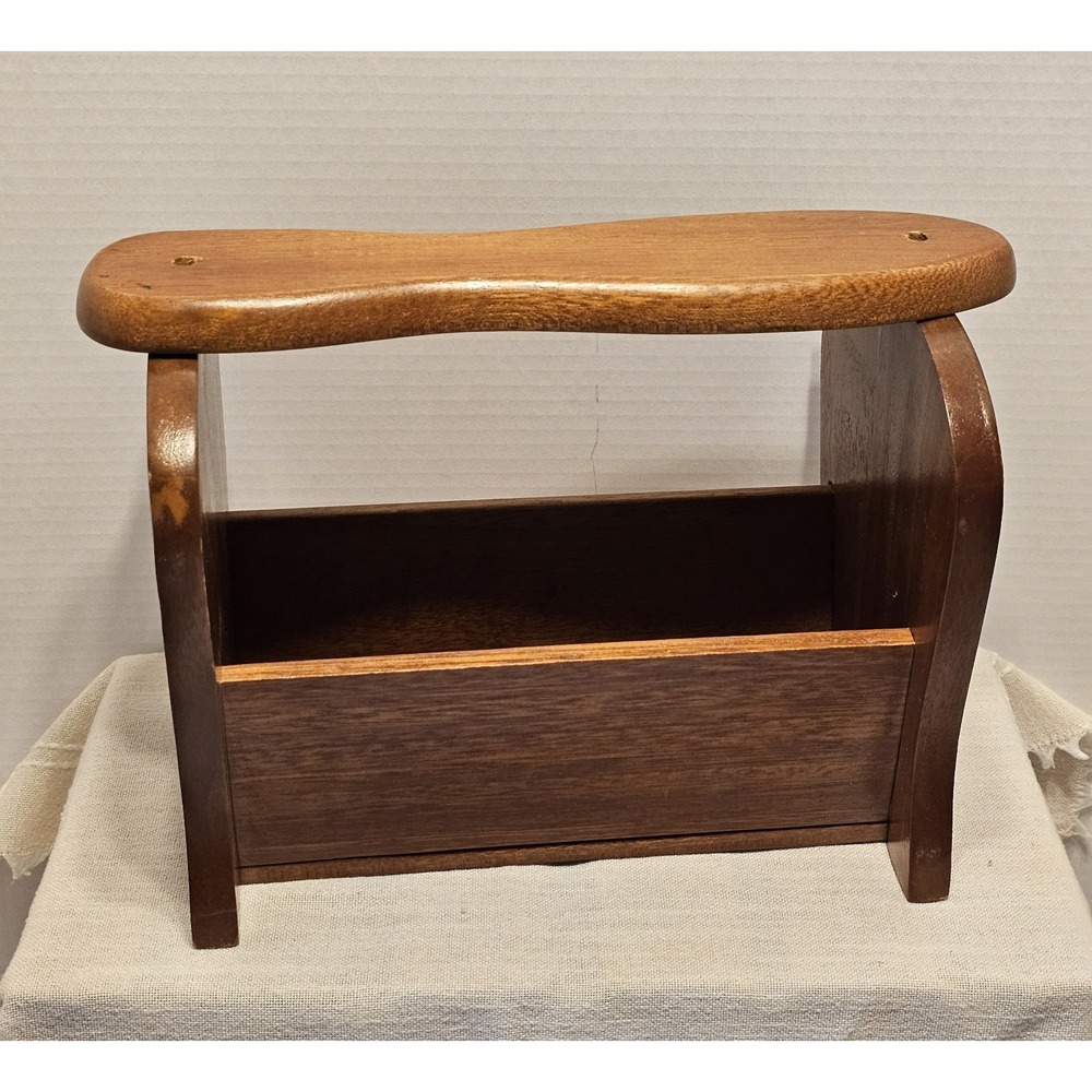 Vintage Wooden Handmade Table Magazine Rack 12"x8.5"x6.5"